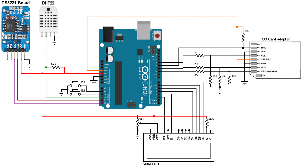arduino datalogger ds3232 dht22 sd card
